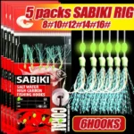 TAKBAS 1/5 Packs Sabiki Rigs, Fishing Bait Rigs, Luminous Sea Fishing Rig with High Carbon Fishing Hooks,for Fresh/Saltwater - Image 5