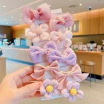 10 Pieces Of Cute And Sweet Style Bow Flower Design, Strong Elasticity, Does Not Damage Hair, Suitable For Ponytail Hair Accesso - Image 3