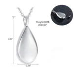 Teardrop Ashes Necklace Keepsake Urn Pendant Simple Elegant Cremation Memorial Jewelry -Always in my heart - Image 2