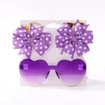 3Pcs/Pack Solid Dot Hair Bows Clip Girls Boutique Bowknot Hair Clips Kids Colorful Heart Sun Glasses Children Hair Accessories - Image 3