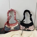 Fashion Grid Mini Handbags Adjustable Shoulder Strap Korean Hand-held Commuting Bag Single-shoulder Crossbody Bag Underarm Pouch - Image 2