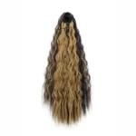 22Inch Synthetic Long Kinky Curly Ponytail Hair Extension Drawstring Wrapped Clip in Hair Black Hairpiecefor Women - Image 9