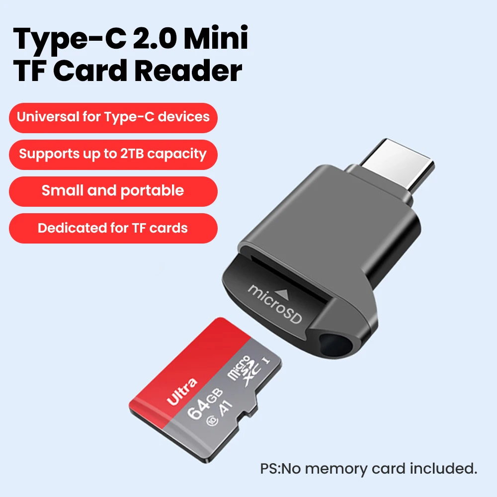 S0a844cc08f094abdaff98b50bca3dc42k.webp Type-C 2.0 Mini TF Card Reader External Storage Black Stretch for Memory Stick USB C 2.0 For Iphone 17 16 Mini TF Card Reader - Image 1