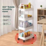 Hot 5-tier Kitchen Storage Shelf, Mobile Trolley, Floor-standing Multi-layer Storage Rack, for Snacks, Fruits and Vegetables - Image 4