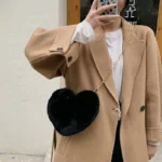 Fashion Women's Heart Shaped Handbags Cute Faux Fur Crossbody Bags  Lady Soft Plush Chain Shoulder Bag Shopper Totes - Image 3