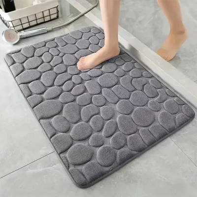non slip bathroom mat 40x60cm cobblestone design
