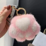 Lovely Fluffy Cat Paw Keychain Fur Hair Pompon Keychain For Women Girls Cute Animal Paw Pendant Key Ring On Bag Car Trinket - Image 4