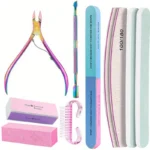 Professional Nail Care Kit 10PCS 100/180 Grit File & Manicure Tools - Image 8