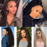 22Inch Synthetic Long Kinky Curly Ponytail Hair Extension Drawstring Wrapped Clip in Hair Black Hairpiecefor Women - Image 5