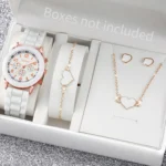 5/6PCS Women Watches Fashion Silicone Band Women Quartz Watches Jewelry Set Reloj Mujer Girls Clock Gift (Without Box) - Image 2