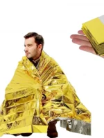 160*210cm Emergency Blanket Waterproof Keep Warm Blanket Camping Survival Tool Life Saving First Aid Insulation Tools  Gold - Image 7