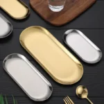 stainless steel dessert plate oval serving tray