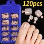 120Pcs 9-Colors French Fake Toenails Summer Short Sqaure Press On Toe Nails Tips Glossy Nude/Pink/Brown Full Cover False Toenail - Image 23