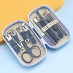 14 Piece Deluxe Manicure & Pedicure Set Pink And Blue Stainless Steel Nail Scissors, Clippers, Ear Digging Spoon for Men & Women - Image 5