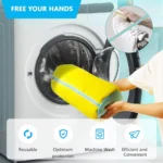 Durable Shoe Washing Machine Bag for All Shoe Types-Yellow with Blue Zipper,Ideal for Sneakers and Casual Shoes,Laundry Wash Bag - Image 4
