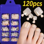 120Pcs 9-Colors French Fake Toenails Summer Short Sqaure Press On Toe Nails Tips Glossy Nude/Pink/Brown Full Cover False Toenail - Image 19