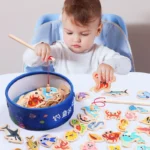 Montessori Magnetic Fishing Toy Ages 3-12 Wooden Marine Game - Image 2
