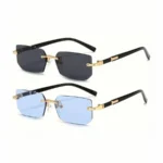 Rimless Sunglasses Rectangle Fashion Popular Women Men Shades Small Square Sun Glasses For Female male Summer Traveling Oculos - Image 2