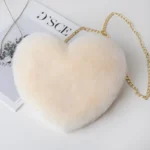 Fashion Women's Heart Shaped Handbags Cute Faux Fur Crossbody Bags  Lady Soft Plush Chain Shoulder Bag Shopper Totes - Image 10