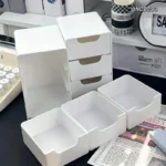 3-Tier Plastic Cosmetic Storage Box Organizer with Drawers Multifunctional Countertop Storage for Jewelry Office Supplies - Image 5