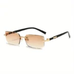 Rimless Sunglasses Rectangle Fashion Popular Women Men Shades Small Square Sun Glasses For Female male Summer Traveling Oculos - Image 9