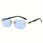 Rimless Sunglasses Rectangle Fashion Popular Women Men Shades Small Square Sun Glasses For Female male Summer Traveling Oculos - Image 4