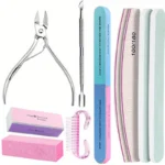 Professional Nail Care Kit 10PCS 100/180 Grit File & Manicure Tools - Image 7