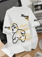 Summer Men's Round Neck Breathable T-Shirt with Cartoon Bear Print Pattern Suitable for Daily and Weekend Gifting to Friends - Image 2