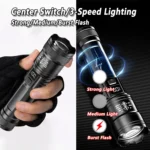 2000LM Ultra Bright P50 LED Flashlight Tactical EDC Emergency Spotlight Telescopic Zoom Handheld Torch with 14500/18650 Battery - Image 4