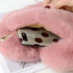Fashion Women's Heart Shaped Handbags Cute Faux Fur Crossbody Bags  Lady Soft Plush Chain Shoulder Bag Shopper Totes - Image 5