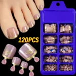 120Pcs 9-Colors French Fake Toenails Summer Short Sqaure Press On Toe Nails Tips Glossy Nude/Pink/Brown Full Cover False Toenail - Image 30