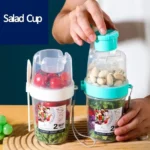 Portable Salad Cup Breakfast Cup Food Stratification Yogurt Cereal Oatmeal Snacks Parfait Containers Fruit Box Cup With Lid Fork - Image 3
