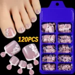 120Pcs 9-Colors French Fake Toenails Summer Short Sqaure Press On Toe Nails Tips Glossy Nude/Pink/Brown Full Cover False Toenail - Image 32