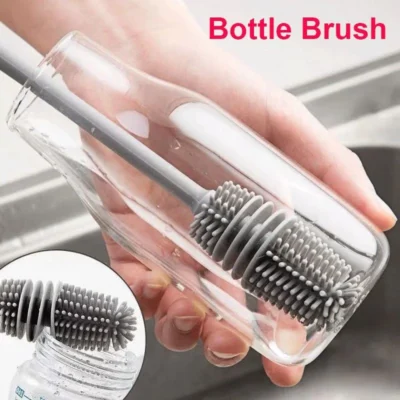 silicone bottle cleaning brush 27cm long handle