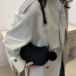 Mini Women Shoulder Bags Fashion Felt Women's Bag Design Advanced Underarm Handbags Mini Saddle Bag - Image 3