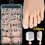 120Pcs 9-Colors French Fake Toenails Summer Short Sqaure Press On Toe Nails Tips Glossy Nude/Pink/Brown Full Cover False Toenail - Image 33