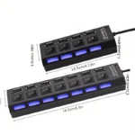 High Speed 4/7 Ports USB HUB 2.0 Adapter Expander Multi USB Splitter Multiple Extender with LED Lamp Switch for PC Laptop - Image 6