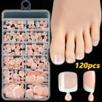 120Pcs 9-Colors French Fake Toenails Summer Short Sqaure Press On Toe Nails Tips Glossy Nude/Pink/Brown Full Cover False Toenail - Image 16