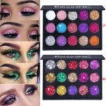 CmaaDu 15 Colors Gold Scallion Powder Diamond Glitter Eyeshadow Tray Shimmering Dazzling Universal Waterproof Easy to Color - Image 2