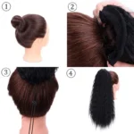 22Inch Synthetic Long Kinky Curly Ponytail Hair Extension Drawstring Wrapped Clip in Hair Black Hairpiecefor Women - Image 6
