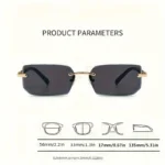 Rimless Sunglasses Rectangle Fashion Popular Women Men Shades Small Square Sun Glasses For Female male Summer Traveling Oculos - Image 6