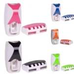 1 set of easy-to-use toothbrush holder with automatic toothpaste dispenser, wall mounted toothbrush storage rack, and bathroom - Image 4