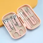 14 Piece Deluxe Manicure & Pedicure Set Pink And Blue Stainless Steel Nail Scissors, Clippers, Ear Digging Spoon for Men & Women - Image 4