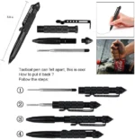 Military Tactical Pen, Professional Self Defense Pen, Emergency Glass Breaker Pen - Tungsten Steel, Writing Tool with 6 Refill - Image 6