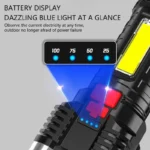 5LED High Power Led Flashlights Rechargeable Camping Spotlight with Side Light 3 Lighting Modes for Camping Adventure Outdoor - Image 4