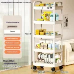 Hot 5-tier Kitchen Storage Shelf, Mobile Trolley, Floor-standing Multi-layer Storage Rack, for Snacks, Fruits and Vegetables - Image 8