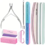 Professional Nail Care Kit 10PCS 100/180 Grit File & Manicure Tools - Image 11