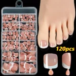 120Pcs 9-Colors French Fake Toenails Summer Short Sqaure Press On Toe Nails Tips Glossy Nude/Pink/Brown Full Cover False Toenail - Image 18