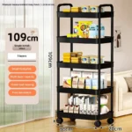 Hot 5-tier Kitchen Storage Shelf, Mobile Trolley, Floor-standing Multi-layer Storage Rack, for Snacks, Fruits and Vegetables - Image 6