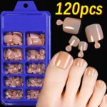 120Pcs 9-Colors French Fake Toenails Summer Short Sqaure Press On Toe Nails Tips Glossy Nude/Pink/Brown Full Cover False Toenail - Image 27